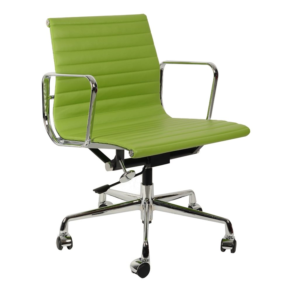 Эргономичное кресло Eames Ribbed Office Chair EA 117, салатовая кожа