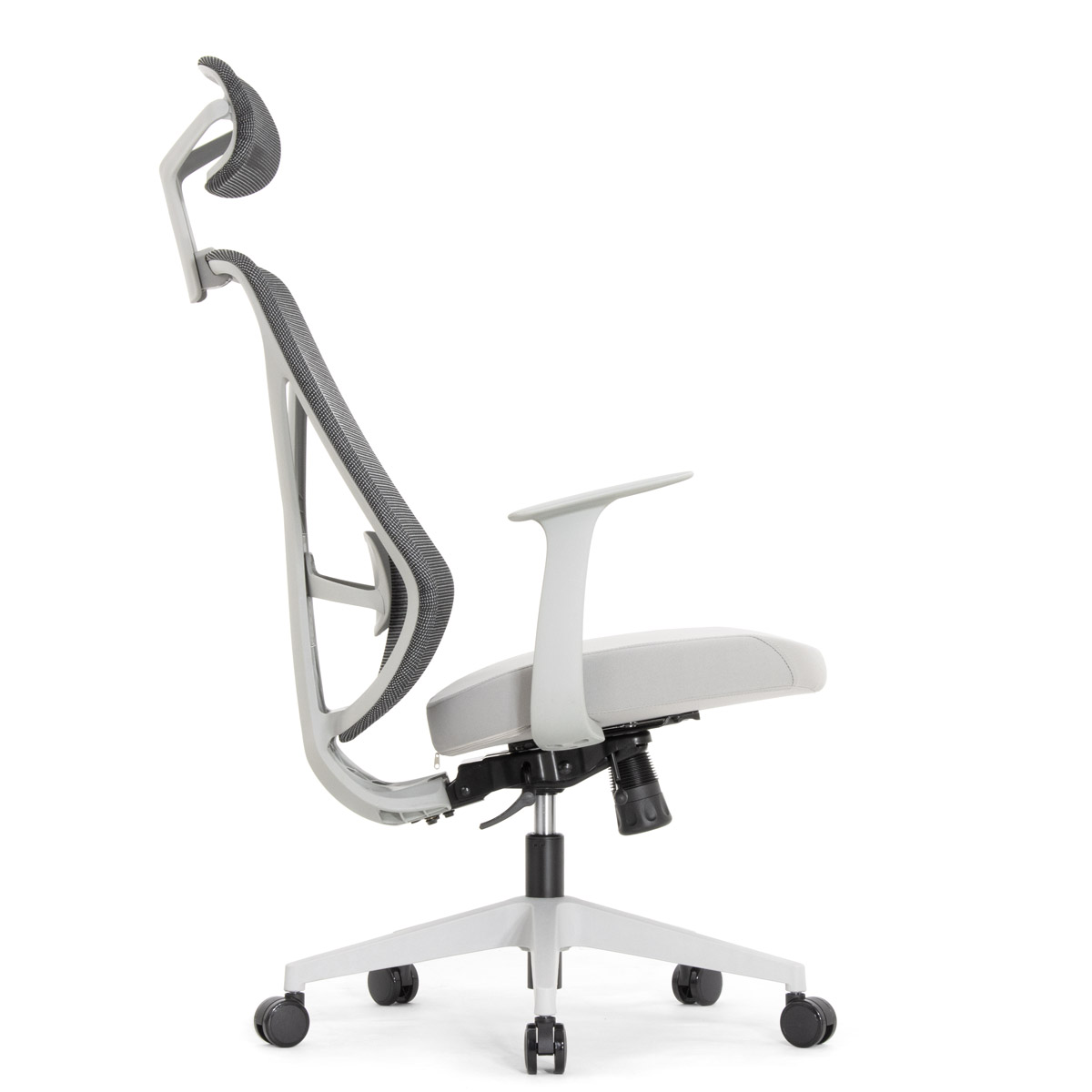 Эргономичное кресло Falto Kuraj (поясничный упор, сетка, ткань, серый)