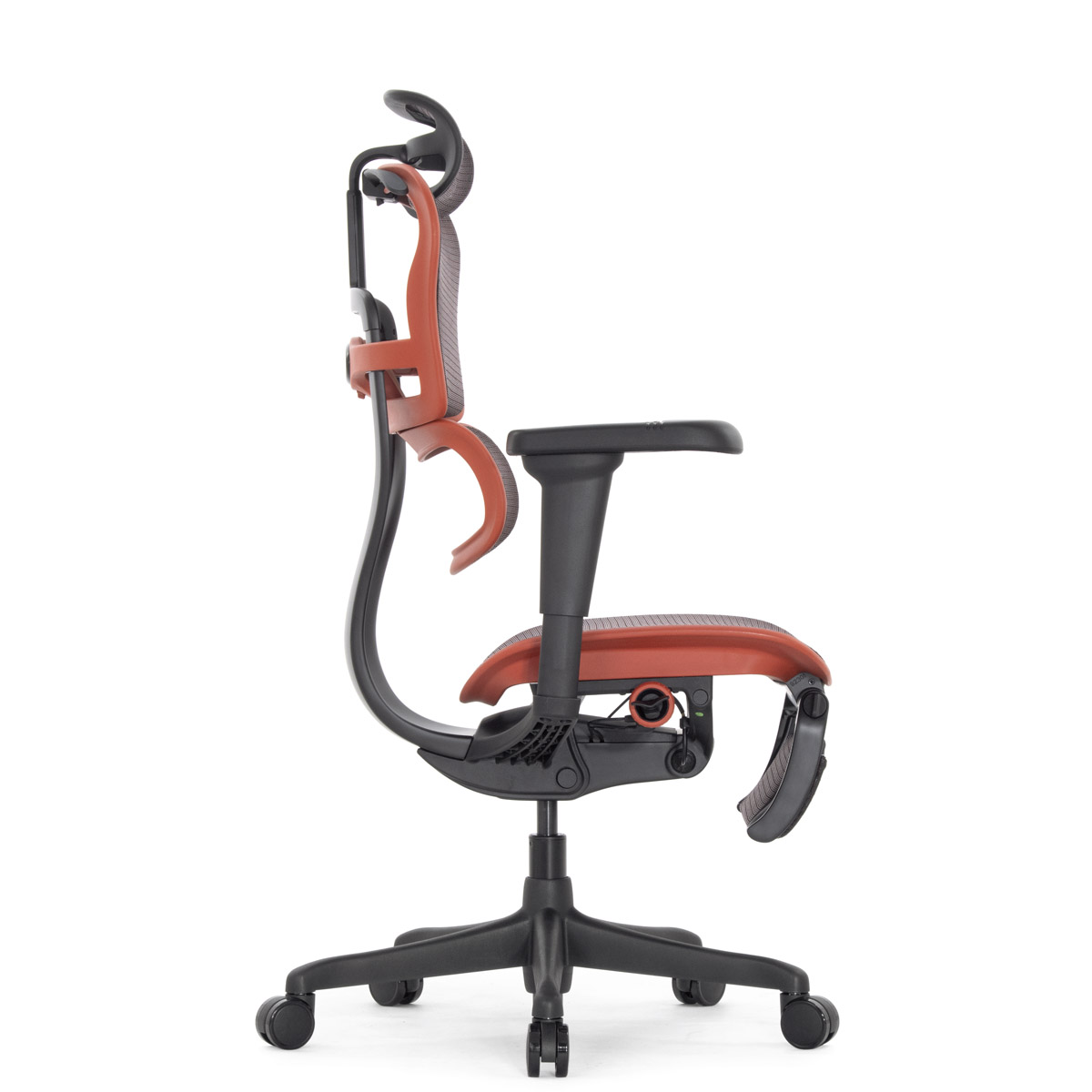 Геймерское кресло Falto Ergohuman 2 Ultra Game с подножкой (наклон вперёд, сетка, чёрный с красным)