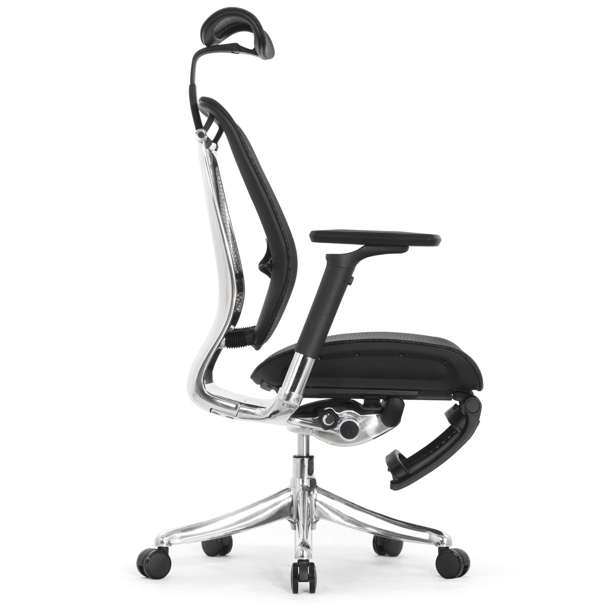 Эргономичное кресло Falto Spring 2 с подножкой (поясничный валик, подлокотники 6D (360), сетка, чёрный)