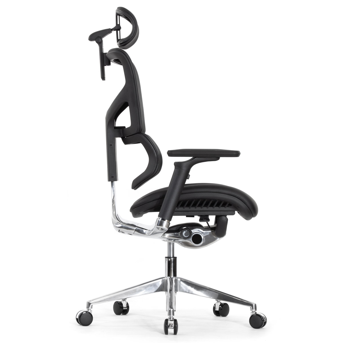 Эргономичное кресло Falto Leater Premium SL (динамичный поясничный упор, натуральная кожа, чёрный)