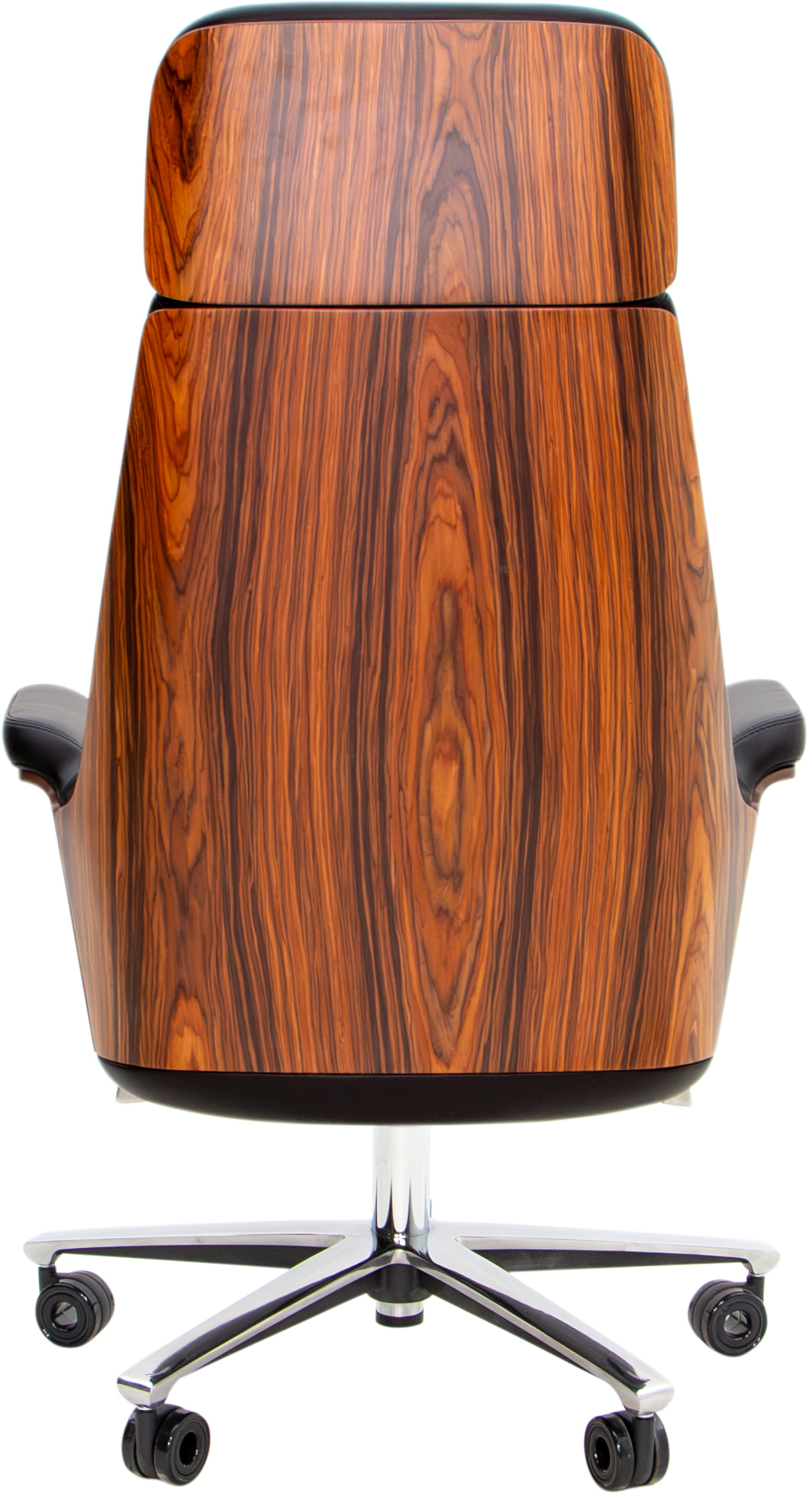 Эргономичное кресло руководителя чёрная кожа / палисандр