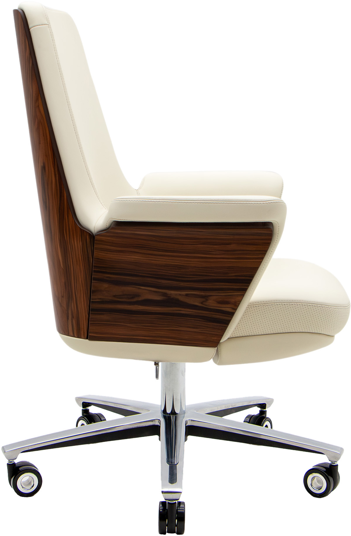 Эргономичное кресло LB бежевая кожа / палисандр