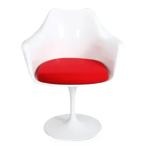 Стул Eero Saarinen Tulip Armchair, красная подушка