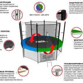 Батут UNIX line Classic 8 ft, внутренняя сетка