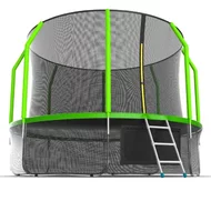 Батут Evo Jump Cosmo 12 ft, с внутренней сеткой и лестницей (зелёный) + нижняя сеть