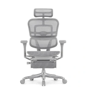 Эргономичное кресло Falto Ergohuman 2 Elite с подножкой (алюминий, наклон вперёд, сетка, серый)