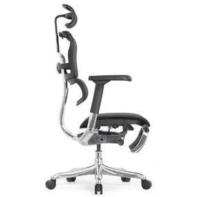 Эргономичное кресло Falto Ergohuman 2 Elite с подножкой (алюминий, наклон вперёд, сетка, чёрный)