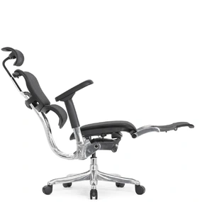 Эргономичное кресло Falto Ergohuman 2 Elite с подножкой (алюминий, наклон вперёд, сетка, чёрный)