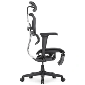 Эргономичное кресло Falto Ergohuman 2 Elite с подножкой (алюминий, наклон вперёд, сетка, чёрный)