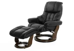 Кресло-реклайнер Falto Lux (оттоманка, натуральная кожа, чёрный)