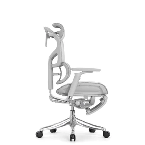 Эргономичное кресло Falto Pro 2 с подножкой (3D поясничный упор, подголовник 4D, каркас серый, белый)