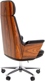 Эргономичное кресло руководителя чёрная кожа / палисандр